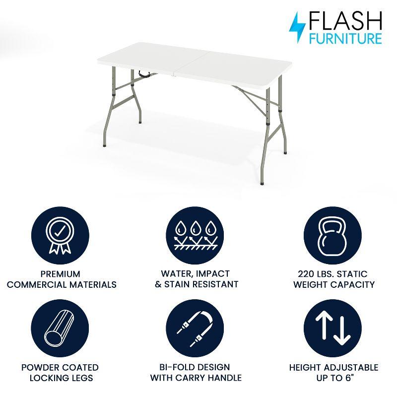 Parker 60'' Adjustable Height Plastic Folding Event Table with Carrying Handle by Flash Furniture