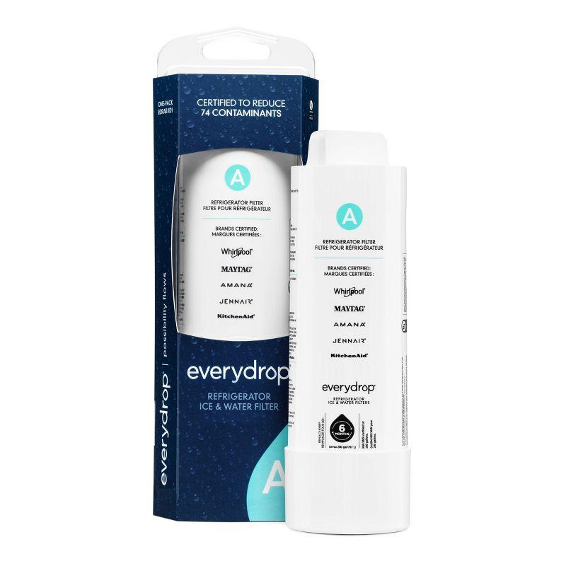 everydrop Refrigerator Replacement Water Filter A EDRARXD1: Whirlpool, Reduces Odors, Filters Lead & Bacteria, Green