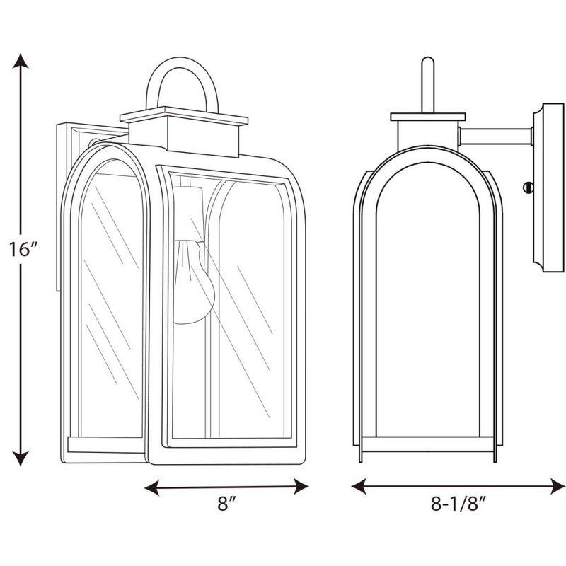 Progress Lighting Refuge 1-Light Medium Wall Lantern, Oil Rubbed Bronze, Clear Glass, Umber Reflector Panel