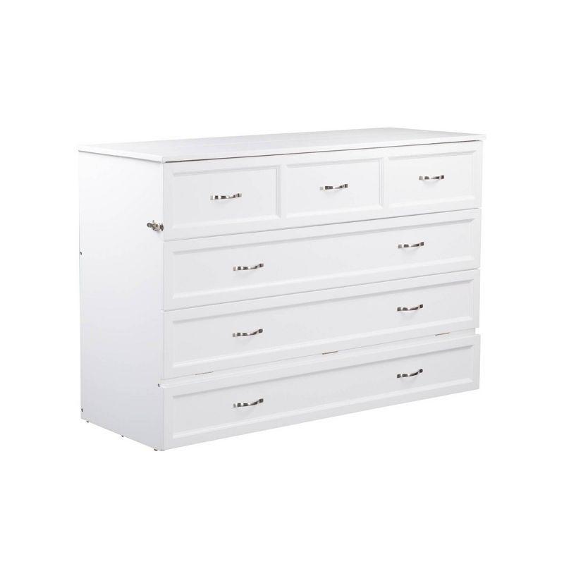 Queen Deerfield Murphy Bed Chest with Charging Station White - AFI: Space-Saving, Fold-Out Mattress, Elegant Design