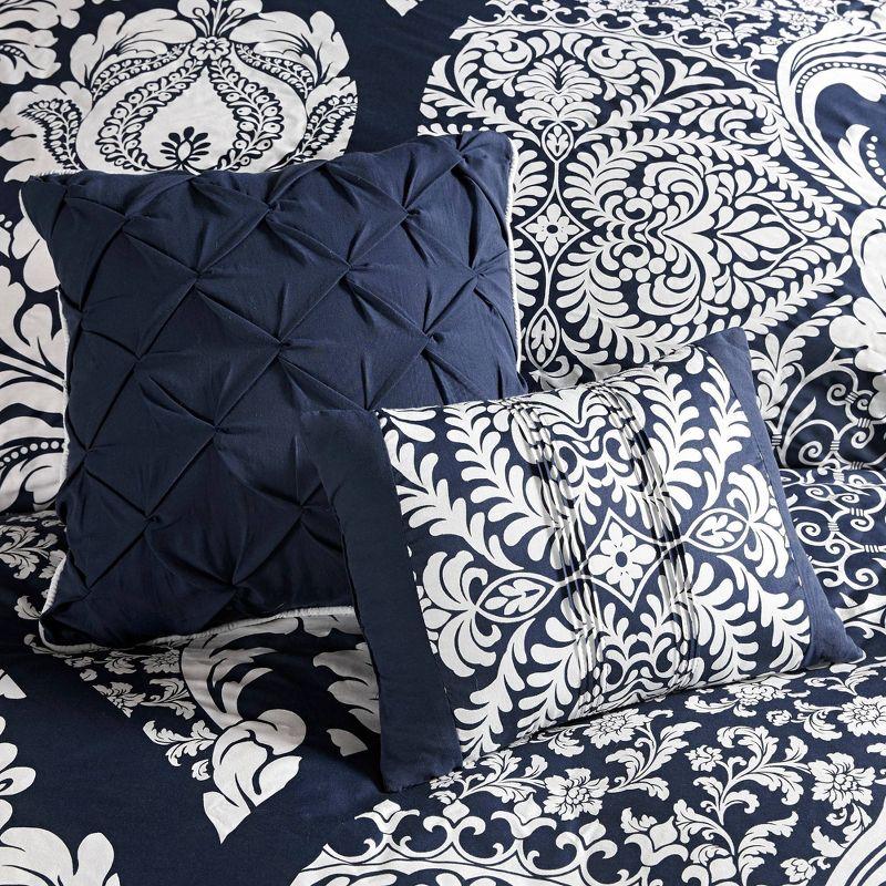 Navy and White Cotton Sateen Full/Queen Duvet Cover Set