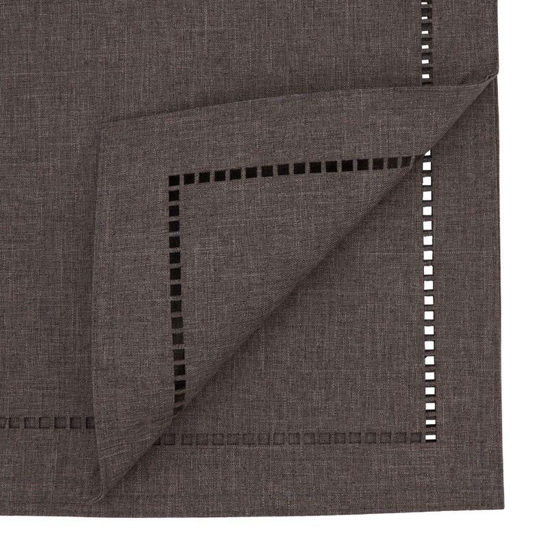 Charcoal Polyester Laser-Cut Hemstitch Table Runner