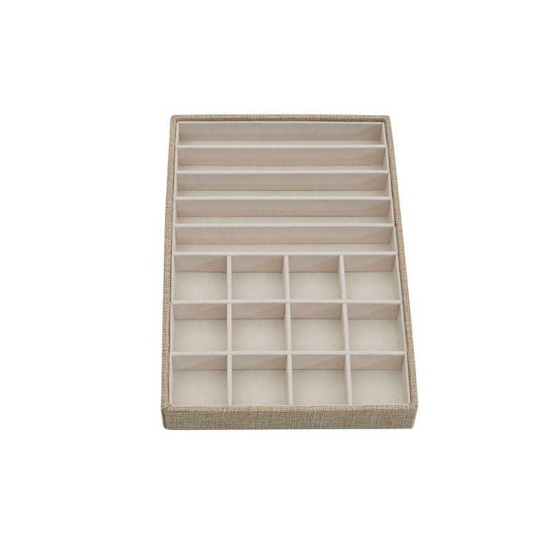 Household Essentials Stackable Jewelry Trays 3 Latte: Beige Polyester Drawer Organizer & Storage Trays, 8"x12"