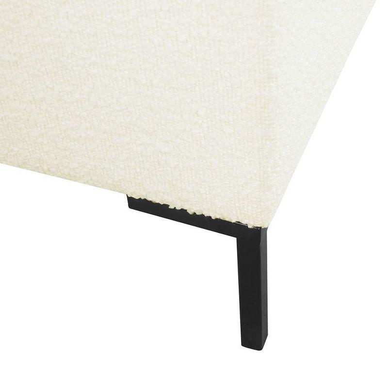 Cream Boucle Medium Storage Bench with Black Metal Legs