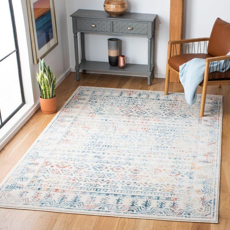Ivory Boho-Chic Hand-Knotted 4'x6' Easy-Care Area Rug