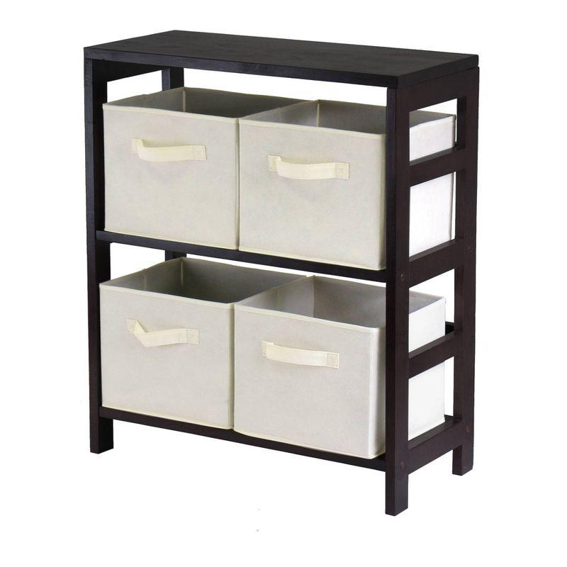 Decorative Storage Cabinets Espresso Brown - Winsome: Foldable Fabric Baskets, Solid Wood Composite