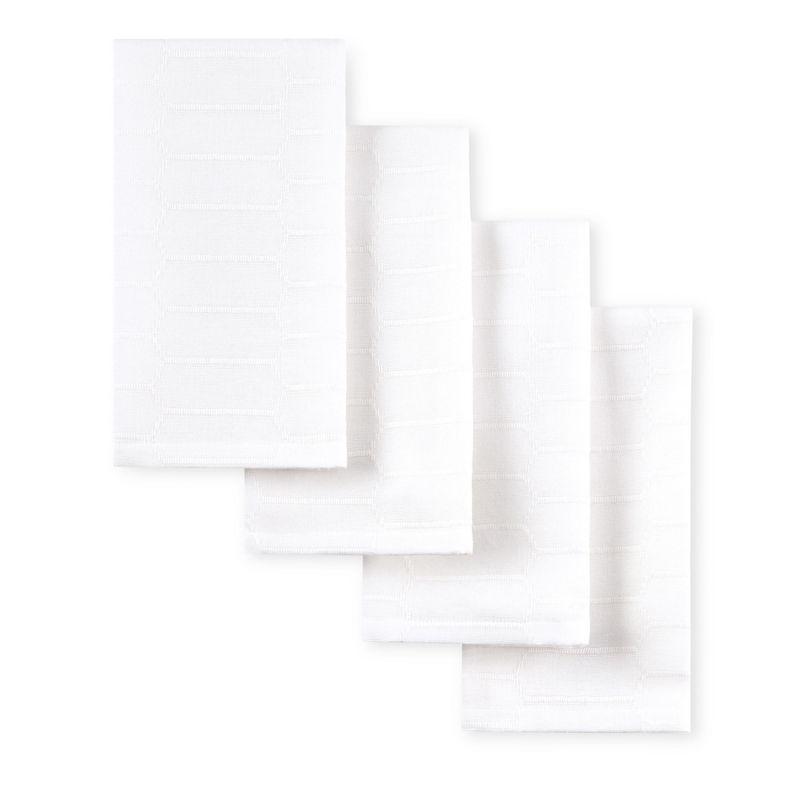 MARTHA STEWART Honeycomb Modern Farmhouse Napkin 4-Pack Set, White, 19"x19"