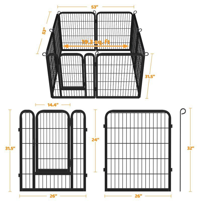 Black Metal 8-Panel Pet Playpen with Door