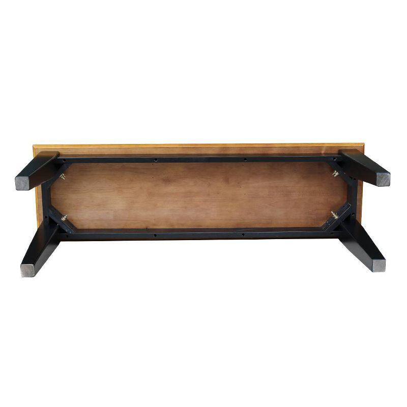 International Concepts Shaker Bench Black/Red : Hardwood Frame, Mid-Century Modern, Seats 3, 400lb Capacity