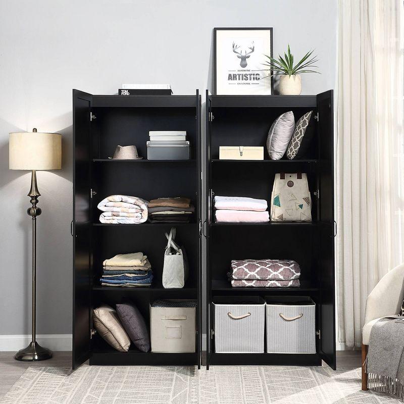 Set of 2 Hopkins Modern 4 Shelf Storage Closets Black - Manhattan Comfort