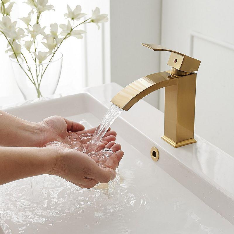 Brushed Gold Single Handle Waterfall Bathroom Faucet