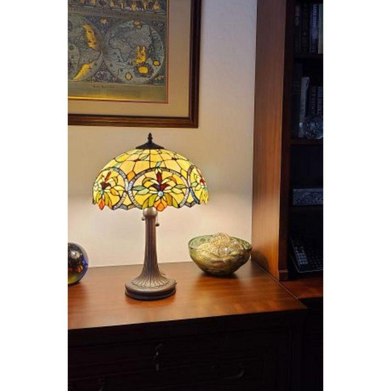 Amora Lighting Tiffany Style Multi-Color Table Lamp – 23 Inch Tall Handcrafted Stained Glass Shade with Floral & Geometric Design