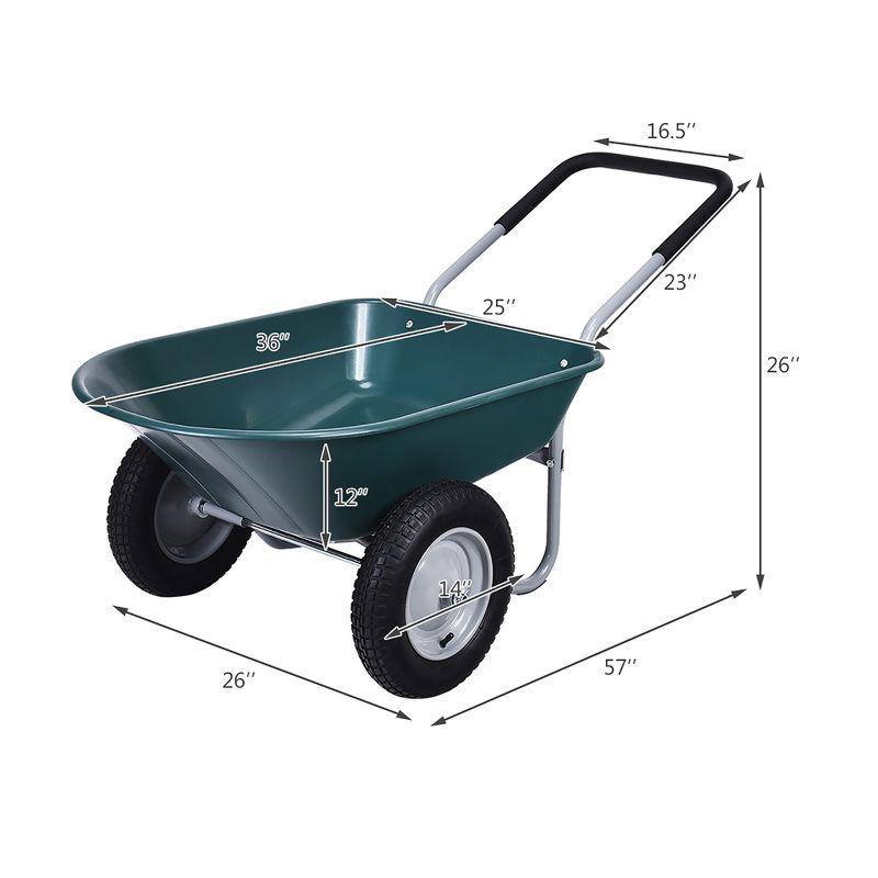 Costway 2 Tire Wheelbarrow Cart Heavy-duty Dolly Utility Cart Green