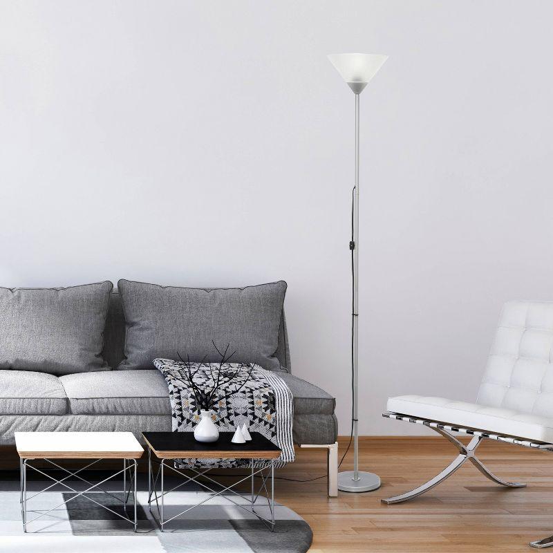 1-Light Stick Torchiere Floor Lamp Silver - Simple Designs: Modern Minimalist for Bedroom