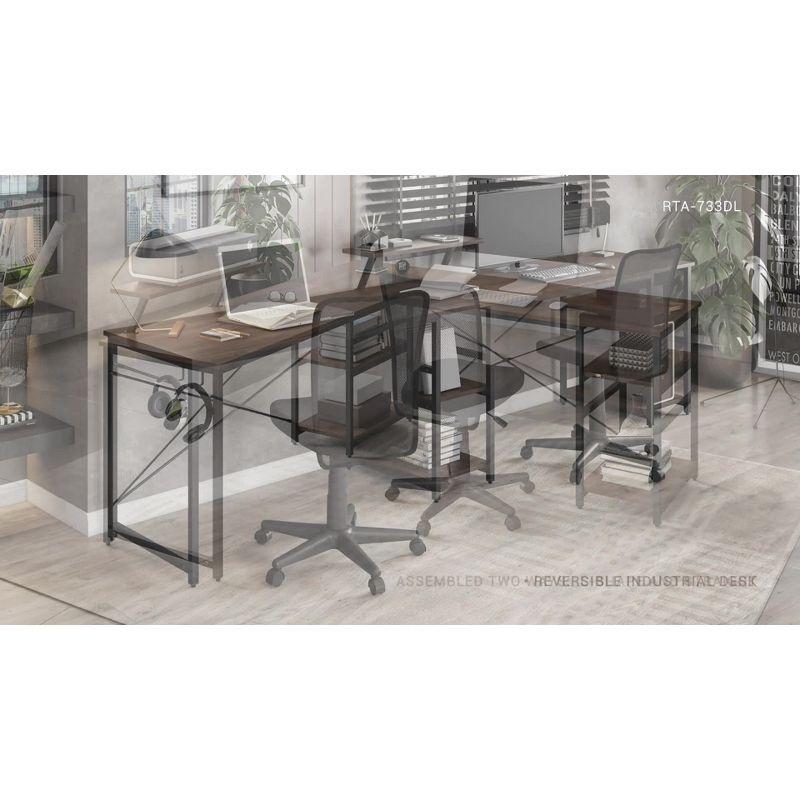 Inbox Zero Techni Mobili L-Shape Industrial Desk With Storage Shelves | Wayfair