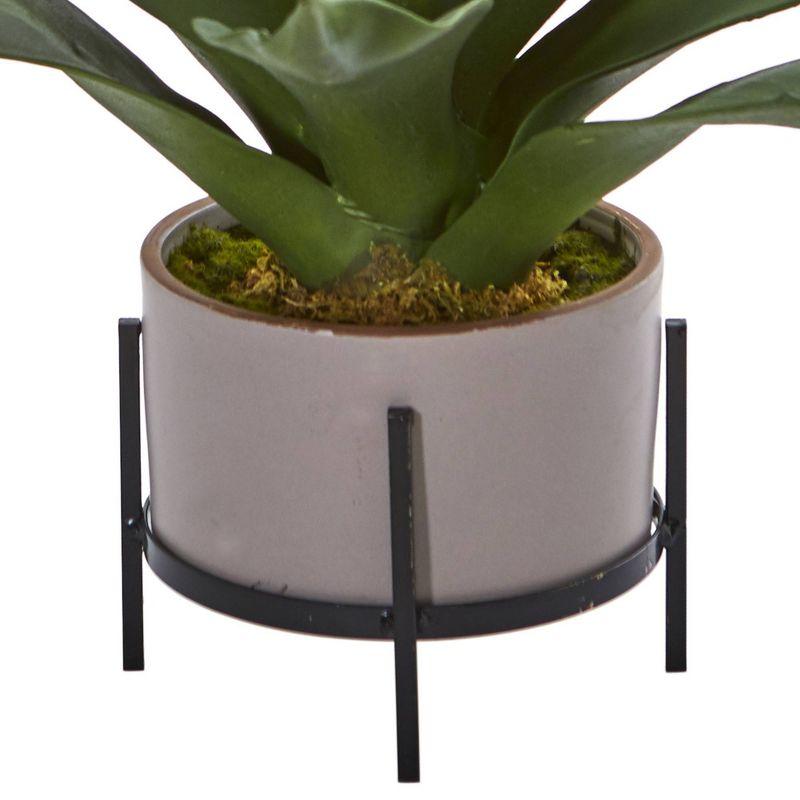 Elegant Lifelike Agave Silk Succulent in Decorative Planter, 17" Green