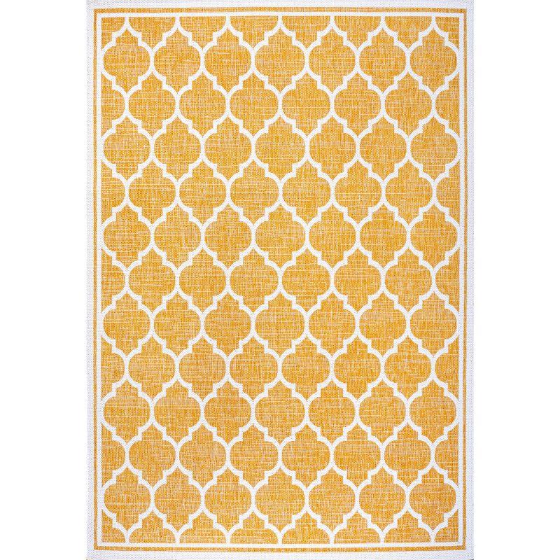 Moroccan Trellis Yellow/Cream 9' x 12' Synthetic Indoor/Outdoor Rug