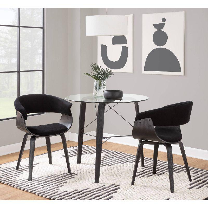 LumiSource 34" Trilogy Round Dining Table Black/Clear Glass: Mid-Century Modern Style, Seats 4, Wood Base