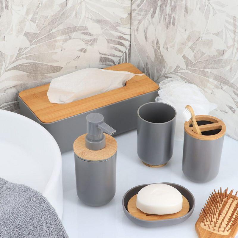 Evideco PADANG Toothbrush Holder & Toothpaste Holder with Bamboo Top