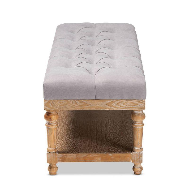 Linda Linen Fabric Upholstered Washed Wood Storage Bench - Baxton Studio