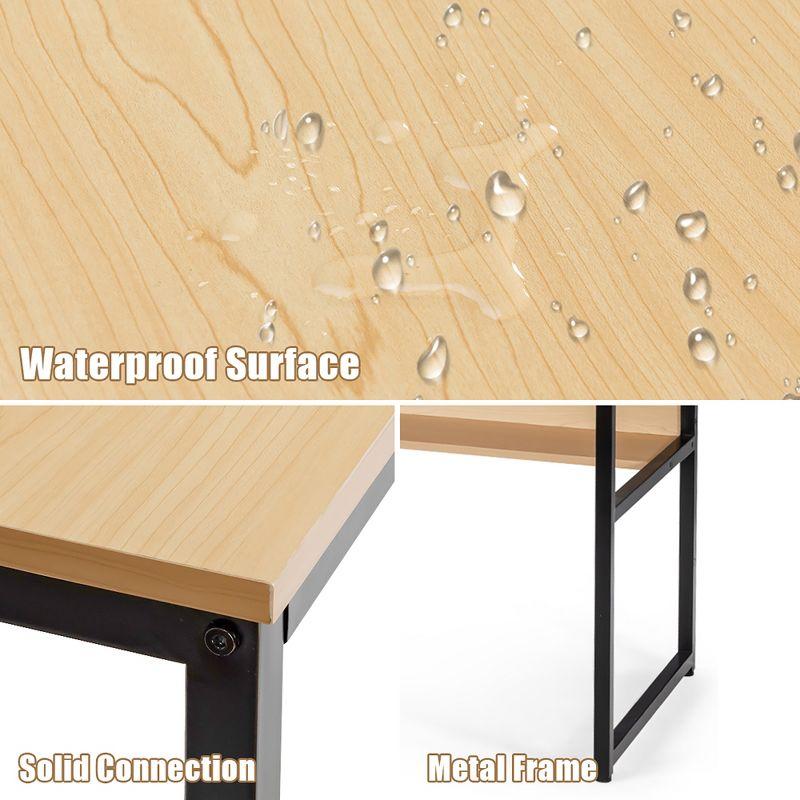 Costway 55'' Computer Desk Writing Table Workstation Home Office w/Bookshelf Natural