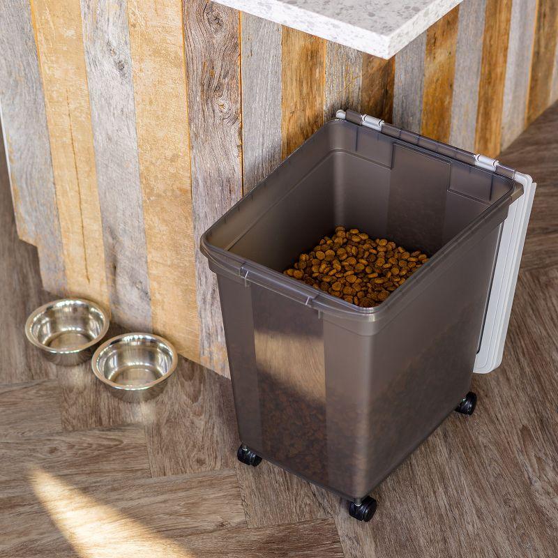 Smoke Gray 65 Quart Airtight Plastic Pet Food Storage Container