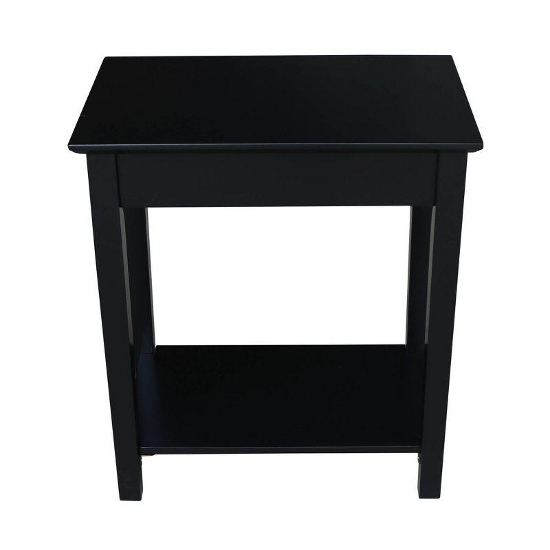 International Concepts Narrow End Table Black: Sleek Design with Drawer & Fixed Shelf for Living Room