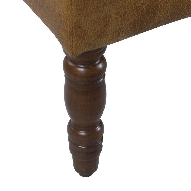 Classic Tufted Medium Bench Vegan Leather Light Brown - HomePop: Upholstered Ottoman, Entryway Seating