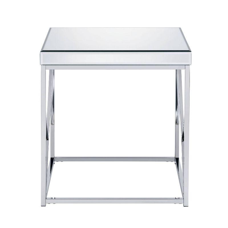 Evelyn 23" Chrome Mirrored Glass Square End Table