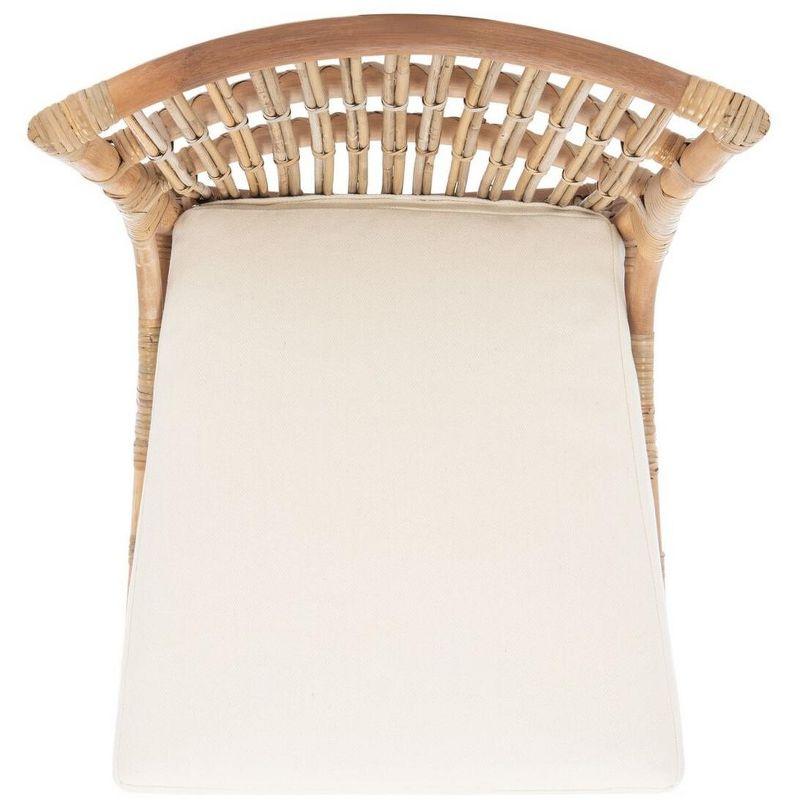 Erika Rattan Accent Chair W/ Cushion - ACH6511 - Set of 2 - White/Natural Unfinished - Safavieh