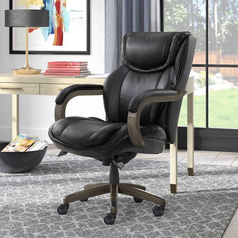 La-Z-Boy La-Z-Boy Harnett Big and Tall Executive Office Chair, Ergonomic High-Back Chair with Solid Wood Arms, ComfortCore with Memory Foam Cushions, Bonded Leather
