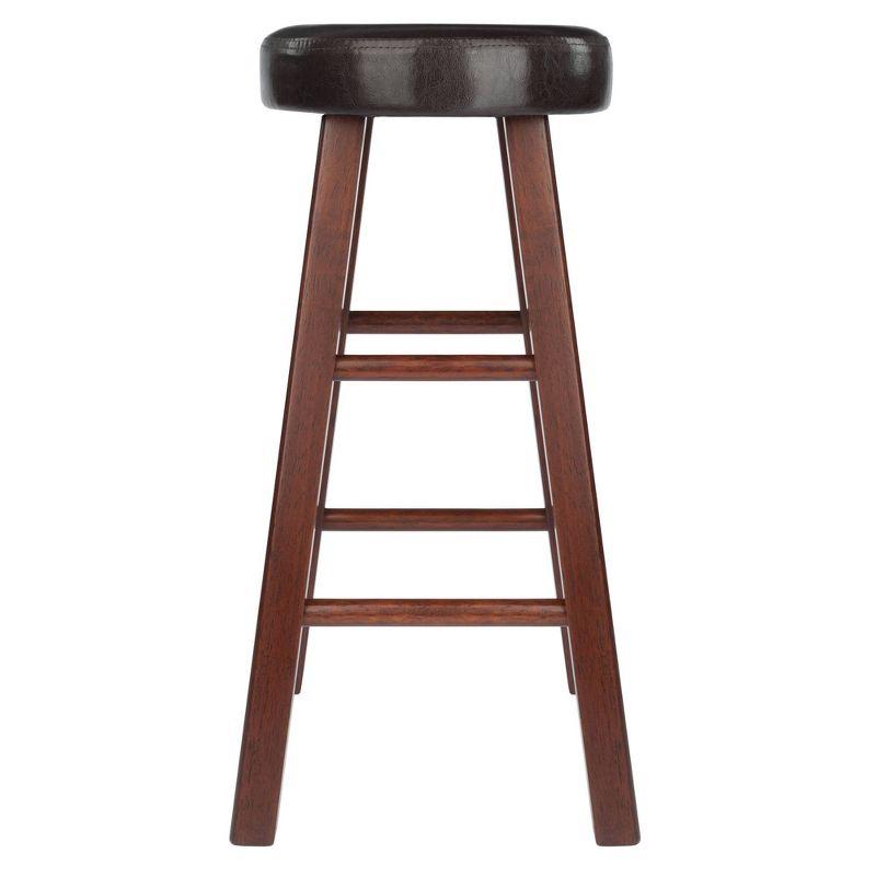 24" 2pc Maria Cushioned Counter Height Barstools Walnut/Espresso - Winsome: Faux Leather, Solid Wood Frame, Footrests