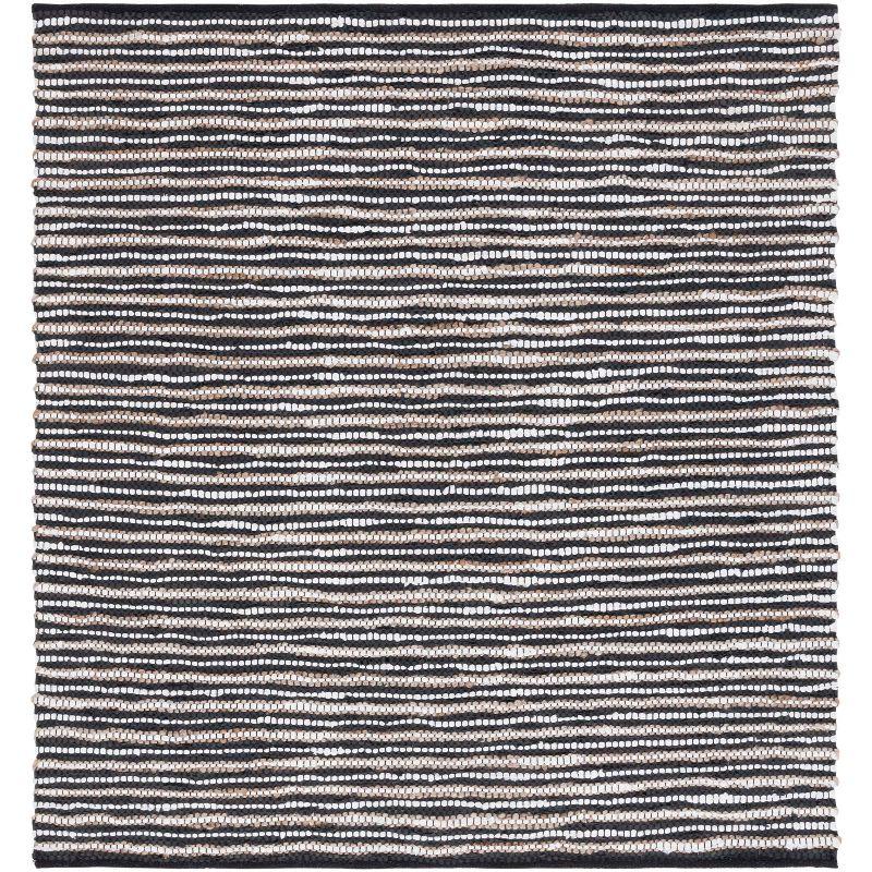 Vintage Leather VTL205 Hand Woven Area Rug - Black/Ivory - 6'x6' - Safavieh.