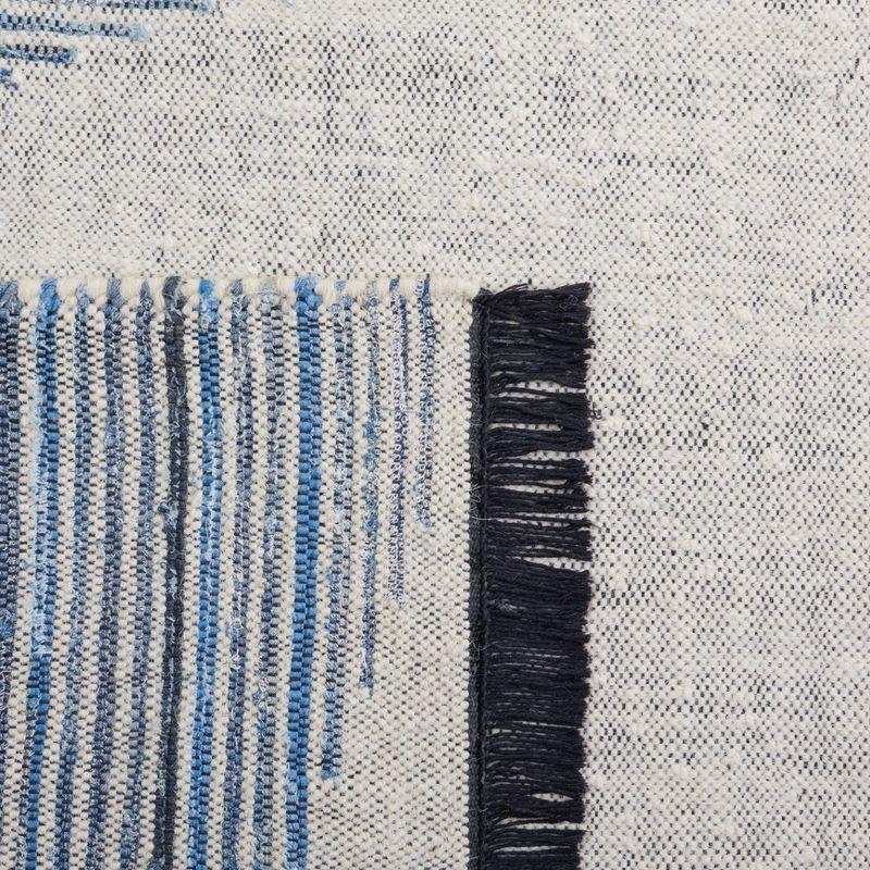 Kilim With Fringes KLM309 Flat Weave Area Rug - Blue/Ivory - 5'x8' - Safavieh