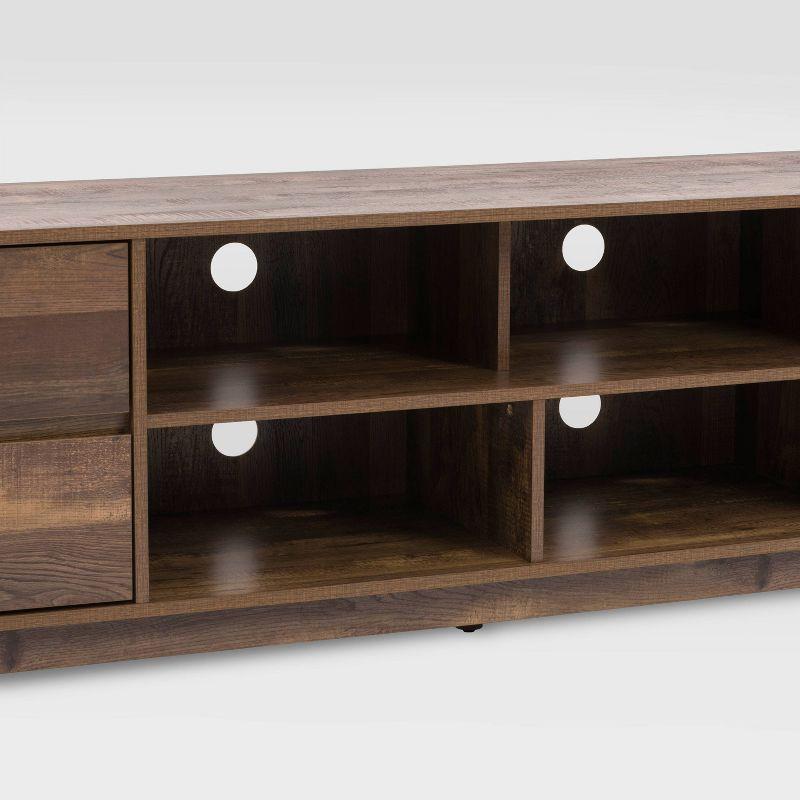 Hollywood Wood Grain TV Stand for TVs up to 85" with Drawers Brown - CorLiving: Mid-Century Modern Media Console