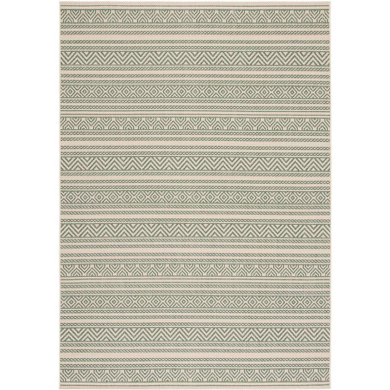 Beige and Dark Green 8' x 10' Stain-Resistant Synthetic Rug