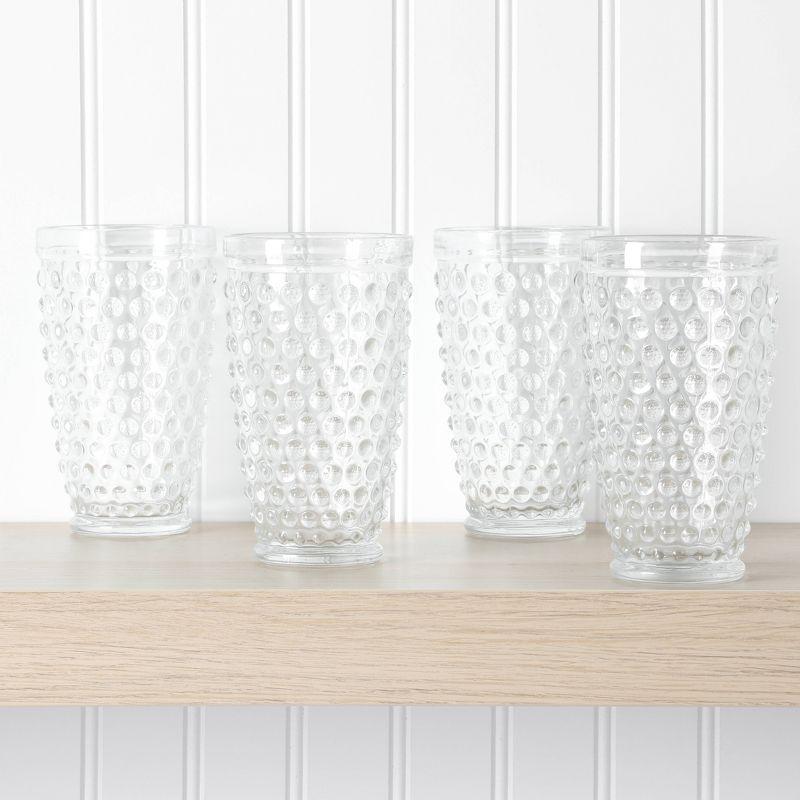 Martha Stewart Chauncey 4-Pack 14.3 oz Hobnail Handmade Glass Tumbler - Clear