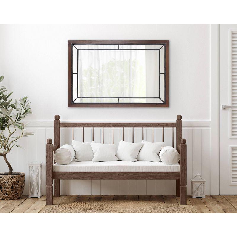 Kate & Laurel All Things Decor 24" x 36" Audubon Rectangle Wall Mirror Rustic Brown : Vintage Farmhouse Style, MDF Frame