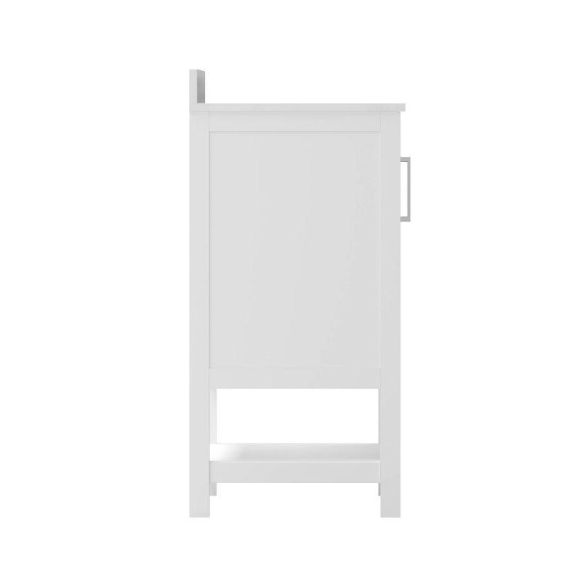 Taylor & Logan 36" Vivien Bathroom Vanity White: Carrara Marble Countertop, Ceramic Sink, Adjustable Shelf