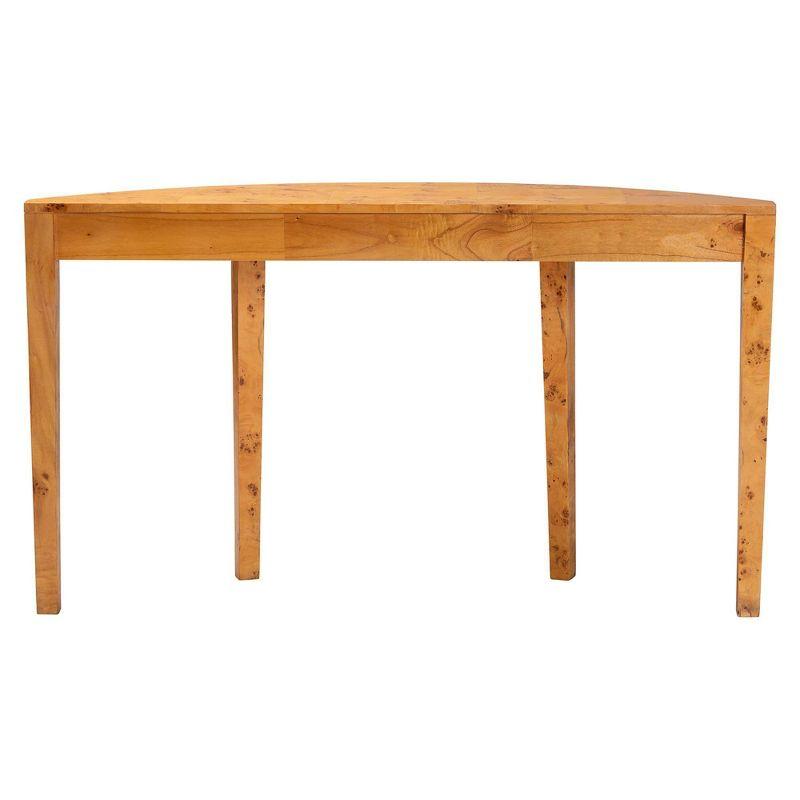 bali & pari Jihan Real Burl Wood Half Moon Large Console Table Light Mappa Burl