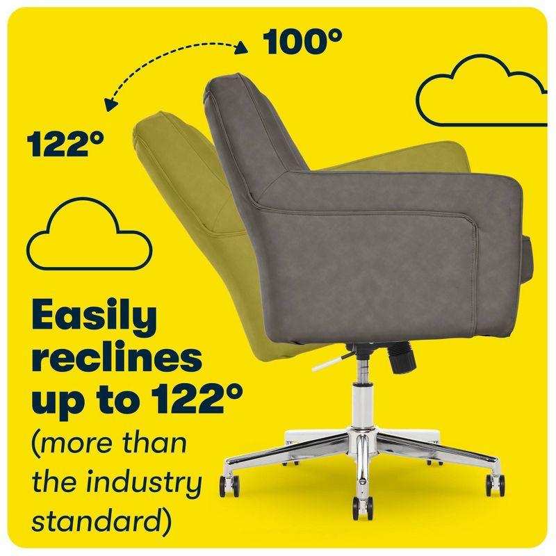 Style Ashland Home Office Chair Gathering Gray - Serta: Mid-Century, Tufted, Computer Chair