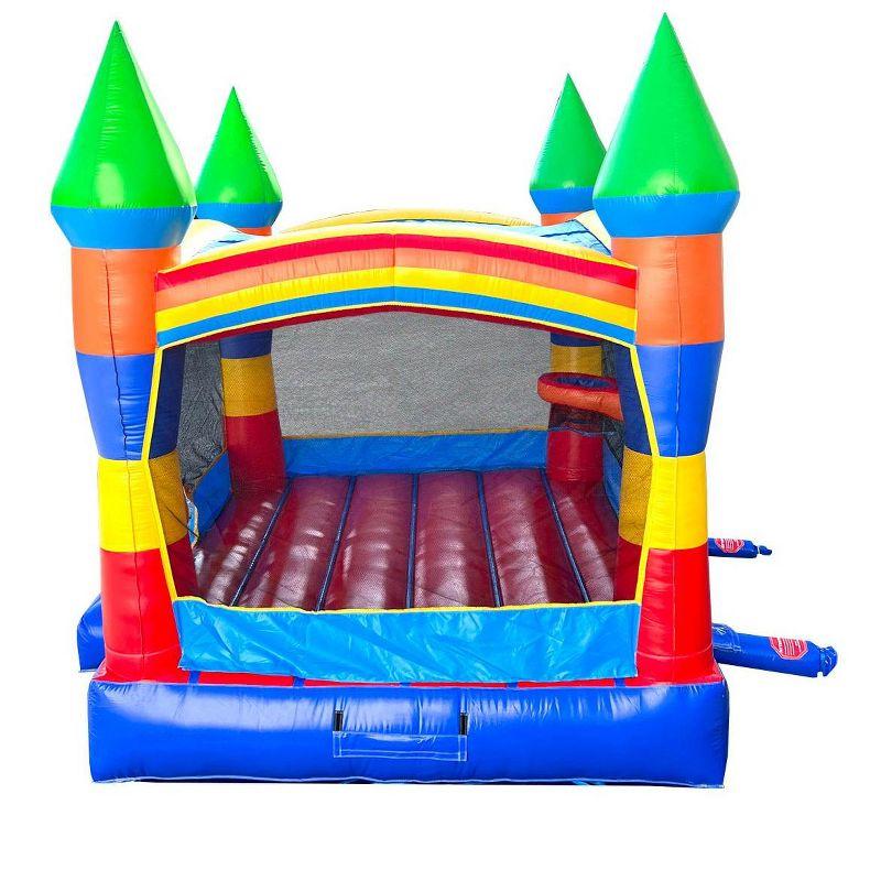 Pogo Bounce House Pogo Bounce House Crossover Inflatable Bounce House, Commercial Grade Party Playhouse Deluxe Rainbow Unit & Blower, For Kids & Toddlers, Backyard Outdoor Jump Fun, w/ Stakes & Storage Bag 13x12x14.5ft