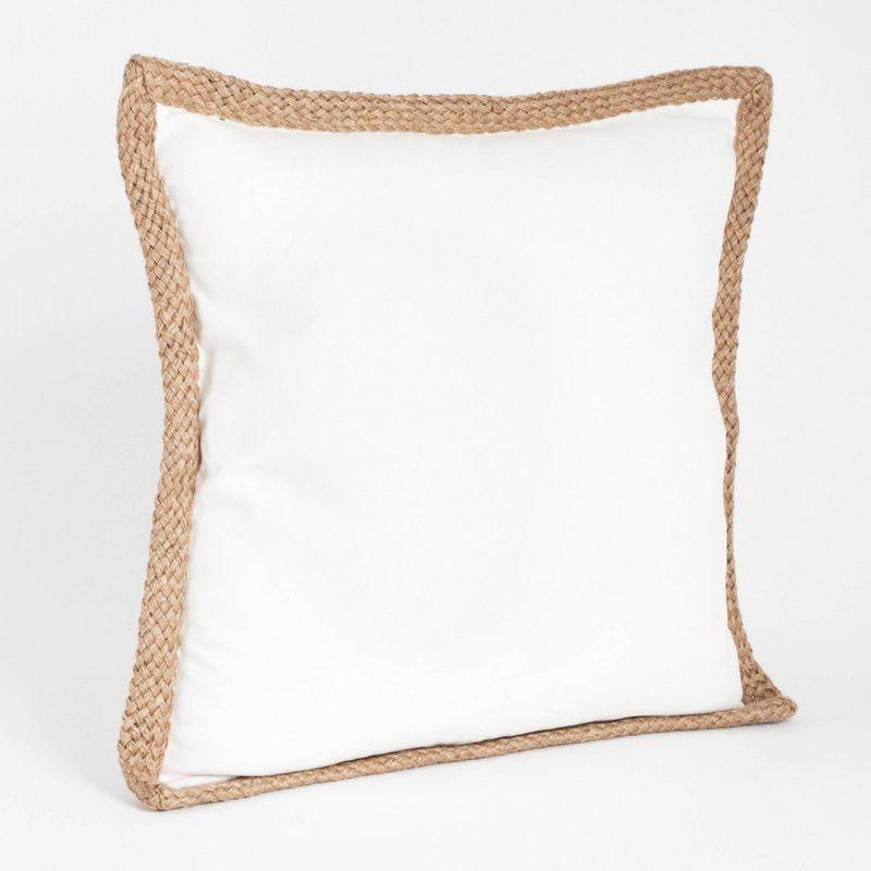 20"x20" Oversize Jute Braided Down Filled Square Throw Pillow Ivory - Saro Lifestyle: Cotton, Duck Feather, Zipper Closure