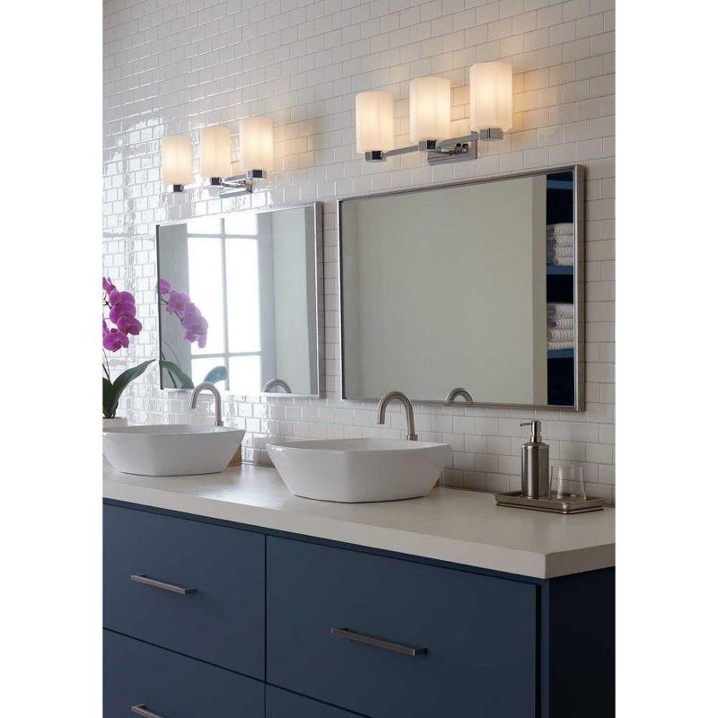 Progress Lighting Estrada 3-Light Vanity Light, Polished Chrome, Opal Glass - Timeless hexagonal motif for modern interiors.