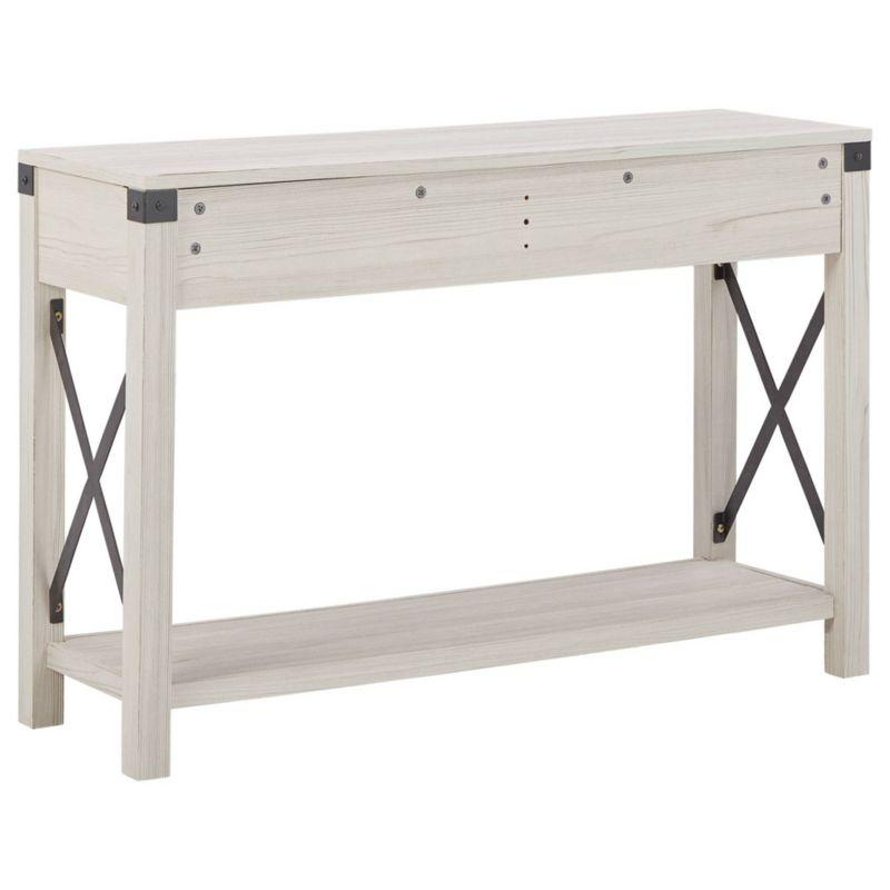 Bayflynn Console Sofa Table White - Signature Design by Ashley: Modern Farmhouse Style, Open Shelf Storage