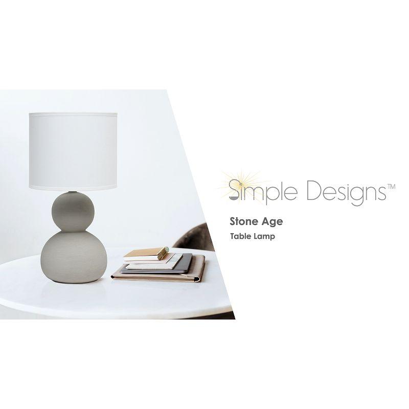 Simple Designs Stone Age Table Lamp Taupe: Ceramic Body, Drum Shade, ETL Listed, No Assembly Required