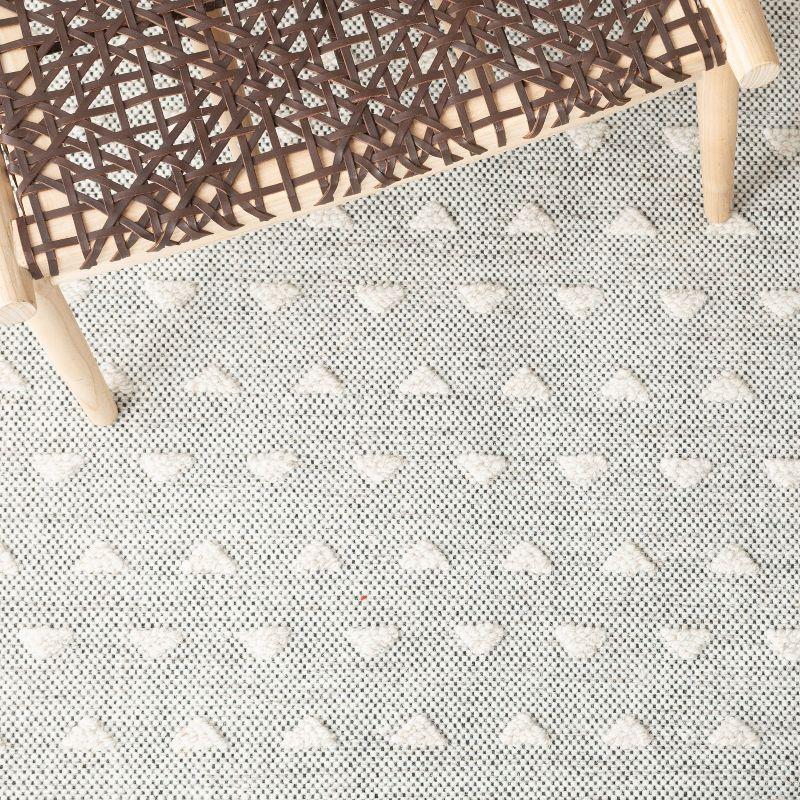 Ivory and Black Geometric Handwoven Wool-Cotton Blend Rug - 5' x 8'