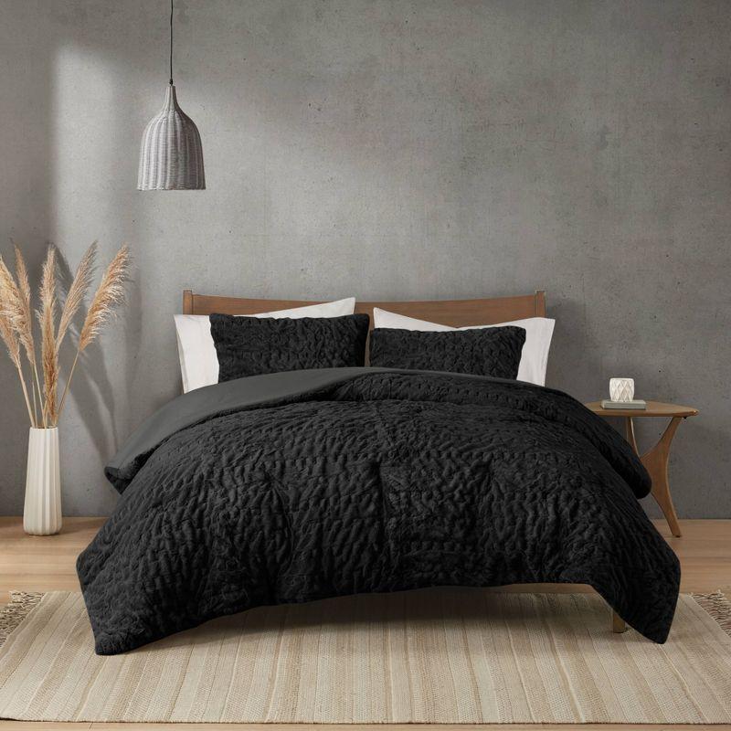 Almagul Ruched Fur Down Alternative Comforter Set