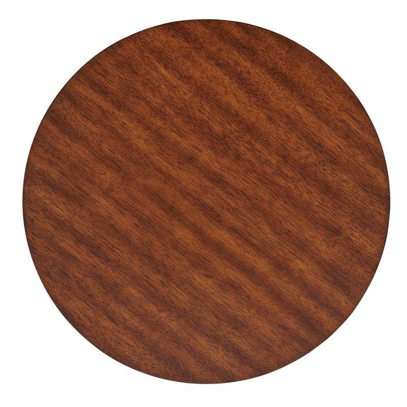 Monterey Round Mid Century Modern Wood End Table Chestnut - Alaterre Furniture: Tapered Legs, Floating Shelf