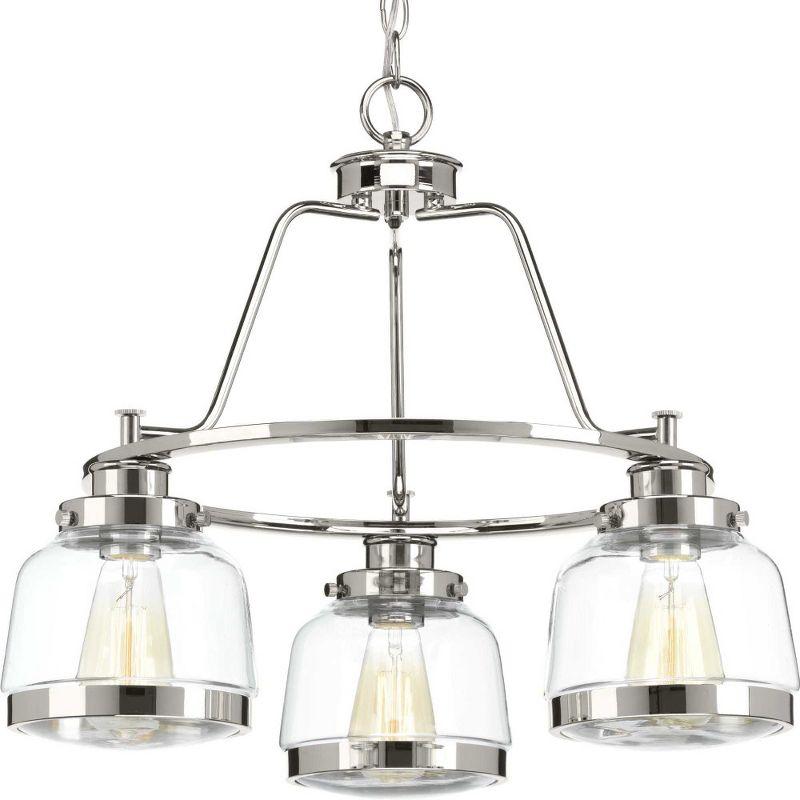 Progress Lighting Judson 3-Light Chandelier, Antique Bronze, Schoolhouse Globe Shade